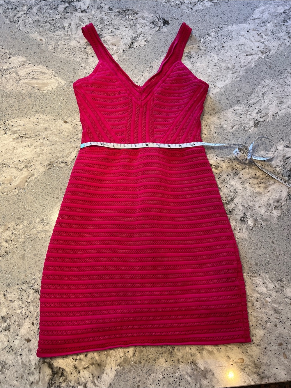 bebe Maeve Mesh Striped Bodycon Dress Pink Fuchsia Size Small - Picture 8 of 11